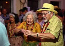 idosos brincam o carnaval