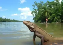 resgate de iguana no Rio Poti