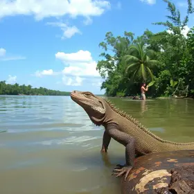 resgate de iguana no Rio Poti