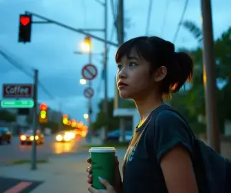 adolescente vendendo café